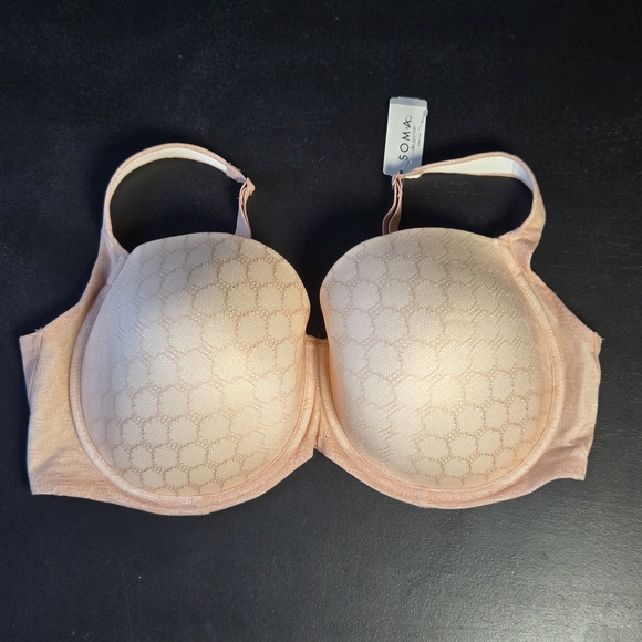 Soma Women's Geo Lace Bra 44DDD Stunning Support Full Coverage Hush Pink NWT - Picture 1 of 4